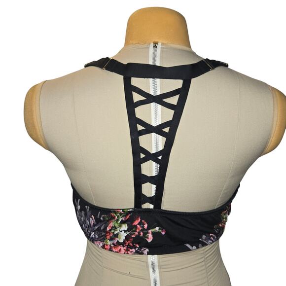 Cacique 40DD Floral Boost Plunge Bra Padded Underwire Racerback Front Closure - Picture 4 of 8